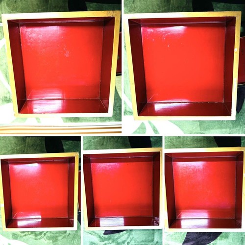Caja de 5 niveles vintage de laca Wajima Jubako, incrustación dorada Maki-e & Raden, antigua - Imagen 7 de 11