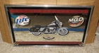 VINTAGE MILLER LITE & GENUINE DRAFT BEER HARLEY DAVIDSON MOTORCYCLE MIRROR-SIGN