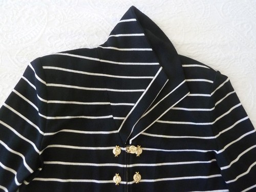 ST JOHN COLLECTION by Marie Strickjacke grau schwarz weiß gestreift Reißverschluss Emaille SJ 4 - Bild 11 von 13