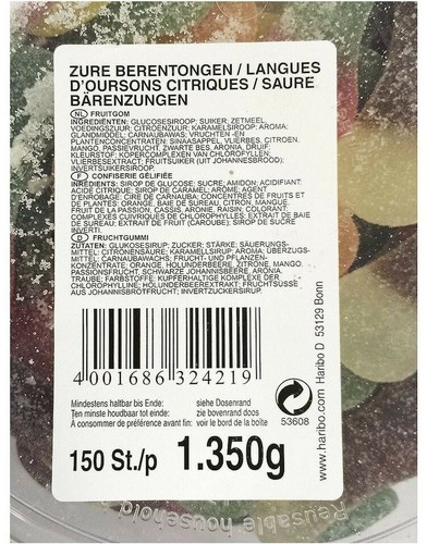 HARIBO Sour bear tongues Veggie, in Box (150 pcs.per Box 1350g) New from Germany - Picture 3 of 4