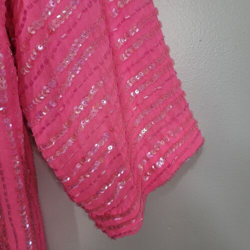 Vintage 80's Showmax Silk Sequined Pink Blouse Size Large - Picture 4 of 24