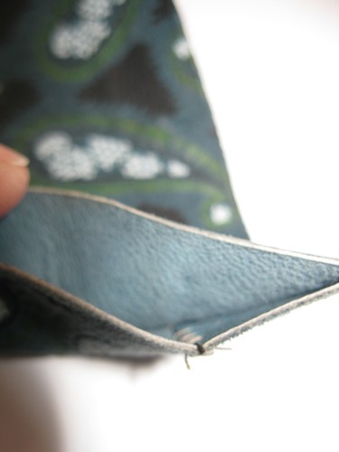 Blue Suede Neck Tie Paisley Painted Black White Skinny Leather Tie Blunt End - Picture 5 of 5