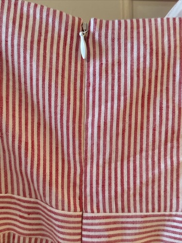 New BCBG Max Azria Tie-Front Red Pinstripe Linen Blend Jumpsuit Size 4 - Picture 8 of 16