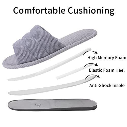 Summer House Slippers for Women Men Breathable 6-7 Women/4.5-5.5 Men Grey - Picture 5 of 8