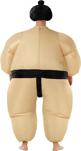 Adult Black Inflatable Sumo Wrestler Costume Men`s Halloween Blow Up Fat Suit - Picture 4 of 5