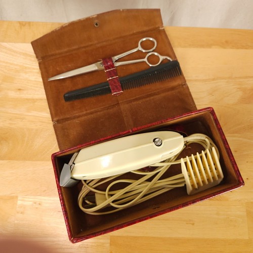 Vintage Racine Hair Clipper Set Type 43 with Case, Shears, Comb, 1