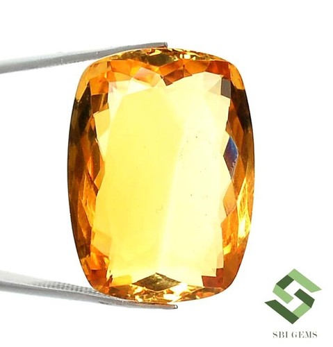 Certified Natural Citrine Cushion Cut 23x17 mm 24.30 CTS Faceted Loose Gemstone - Picture 2 of 8