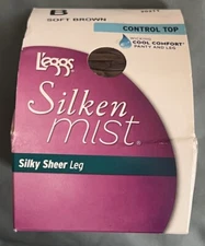 New L'eggs Silken Mist~Control Top Pantyhose~Silky Sheer Leg~Soft Brown~B-Medium