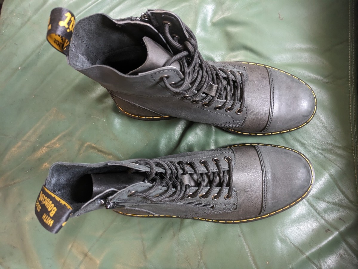 Dr Martens Grey Boots 9 Eye Zip Up Denton See Details | eBay