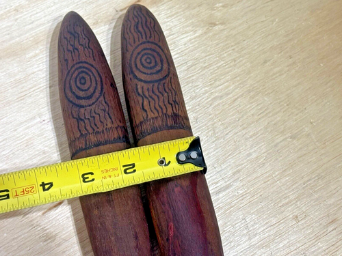 ANTIQUE Authentic Primitive Handmade Wood Carved Folk Art MUSICAL Rhythm Sticks - Picture 6 of 8