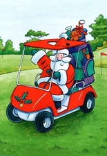 Merry Christmas Santa Golf Golfing Cart Clubs Suits You To A Tee Greeting Card
