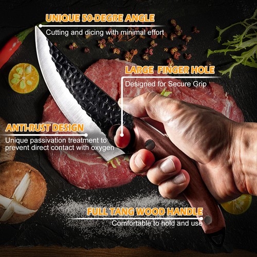 Hunters Serbian Chef Knife Kitchen Forged Cleaver Stainless Steel Butcher Boning - Picture 4 of 25