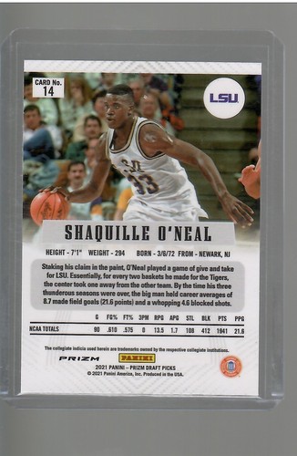 SHAQUILLE ONEAL 2012 PRIZM VARIATION 2021 PANINI PRIZM DRAFT PICKS BALONCESTO - Imagen 2 de 2