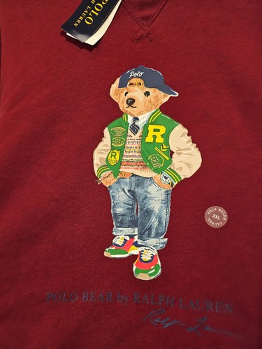 Neu mit Etikett Polo Ralph Lauren Herren-Fleece-Sweatshirt rot POLO BEAR - Bild 3 von 8