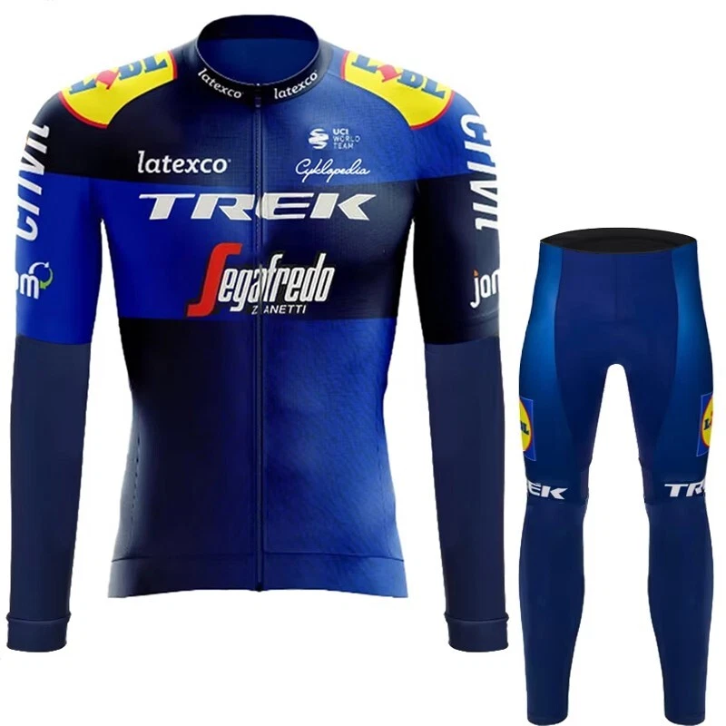 Chaqueta de ciclismo profesional 2025 para hombre azul profesional manga larga ciclismo jersey babero pantalones kits Foto 3 de 4