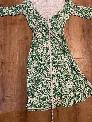 Cabi Vintage S Green Floral Wrap 3/4 Sleeve Knee Length Dress - Picture 6 of 6