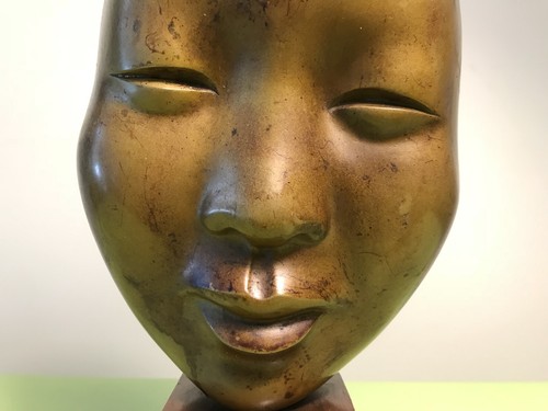 MUSEUM QUALITY ANTIQUE JAPANESE THEATER NOH MASK EXCEPTIONAL BEAUTY ON STAND - Picture 4 of 12