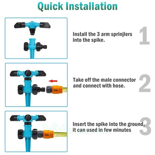 360° Rotatable Auto Lawn Garden Sprinkler Watering System Water Spray Grass Yard - Picture 25 of 76