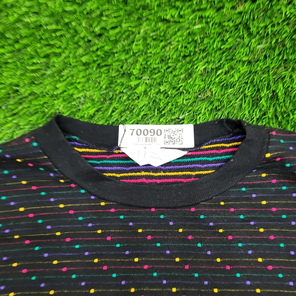 Camisa de vestir vintage años 90 Honors-Plus lunares para mujer M/L 25x29 negra acrílica Foto 2 de 4