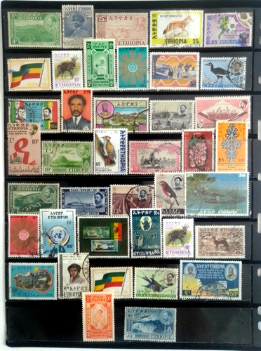 ÄTHIOPIEN: LOT VON 40 VERSCHIEDENEN GEDENK- UND ORDENTLICHEN BRIEFMARKEN GEBRAUCHT/MNH