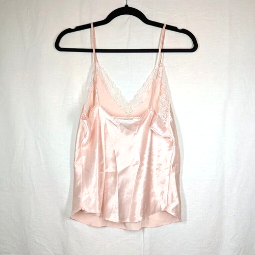 Victorias Secret Camicia Etichetta Oro Raso Pizzo Floreale Baby Doll Rosa Taglia Large - Foto 3 di 6