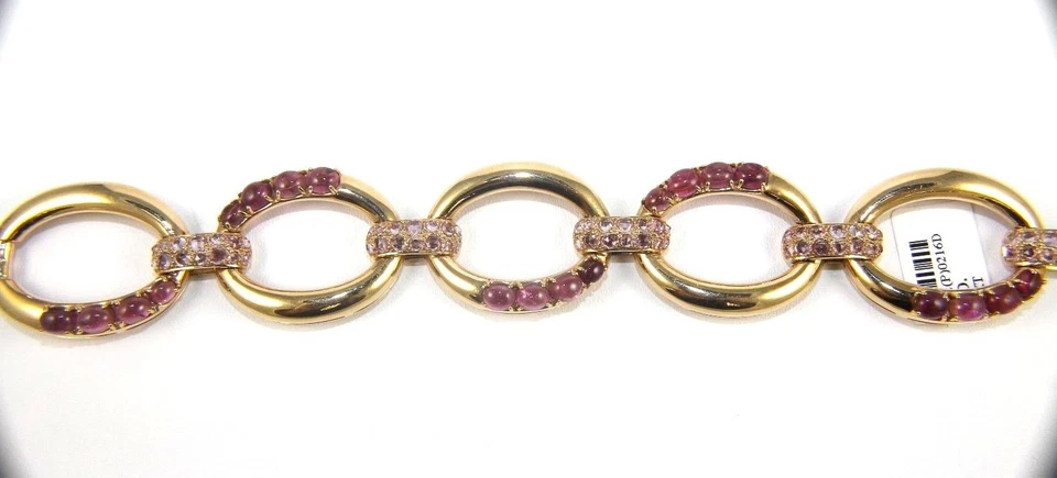 Oval Pink Tourmaline & Diamond Link Lady's Bracelet 18K Rose Gold 9.80Ct - Image 2 of 4