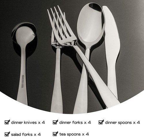 Flatware Set,Stainless Steel Flatware Cutlery Set ,For Family Dinner (Silver, 20 - Picture 7 of 7