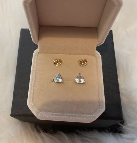Nuevos pendientes de tachuelas de apatita Paraibe en plata esterlina enchapada en vermeil 18k - Imagen 6 de 8