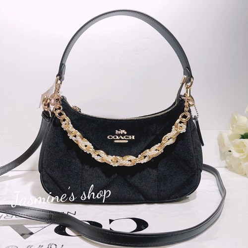NWT Coach Teri Shoulder Bag With Quilting CO955 + Pearl Chain - Picture 2 of 16
