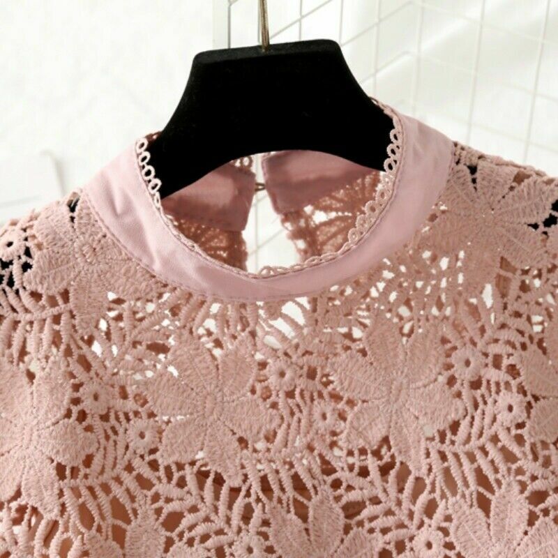 Lady Blouse Mesh Lace Tops Shirts See Through 3D Flower Lady Blouse Mesh Lace Tops Shirts See Through 3D Flower