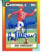 ST LOUIS CARDINALS mlb BOB TEWKSBURY words to kids SIGNED autograph 3035
