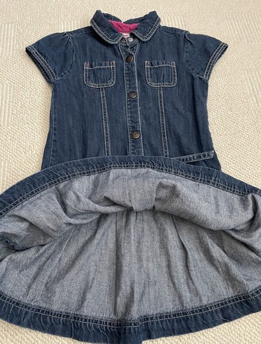 Gymboree Denim Shirt Dress with Colorful Stitching Girls Size 7 - Picture 5 of 7