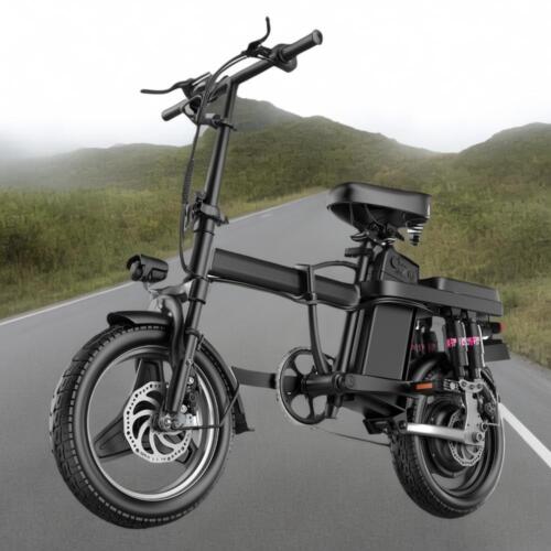 ASKGO Electric Bicycle w/ Rear Seat Folding Ebike 500W 48V 13/15Ah 25MPH 14"Tire - Picture 7 of 12