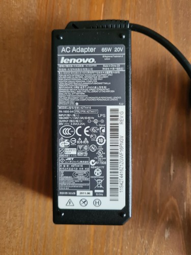 Lenovo 65W Netzteil Notebook, Model 42T4416, 20V, 3.25A-OHNE MICKEY-Netzstecker! - Bild 1 von 3