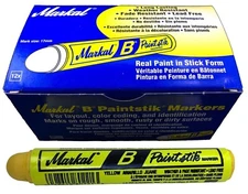 Box of 12 Markal B Yellow Tire Chalk Paint Sticks Crayon Surface Marker Graffiti