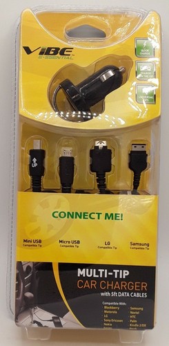 Chargeur voiture Vibe Multi Tip téléphone portable assorti 2010 nos