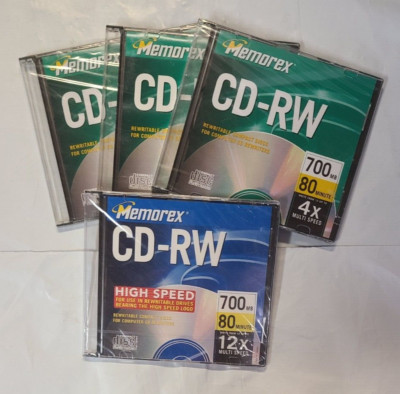 Lot of 4 Memorex  CD-RW 3 OF 4X AND 1 OF 12X High Speed NEW/SEALED