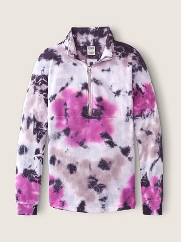 VS VICTORIAS SECRET PINK VARSITY HALF ZIP PULLOVER SWEATER JACKET TOP TIE DYE XS - Picture 4 of 7