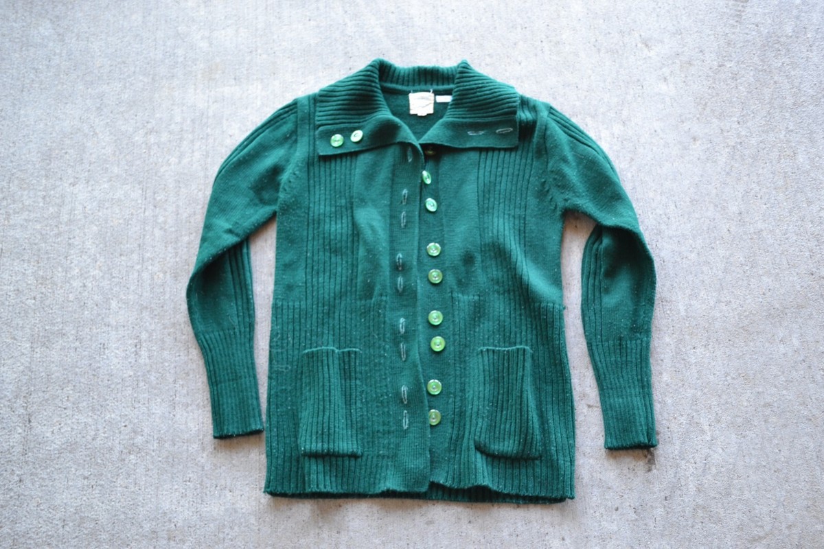 VINTAGE - ▪️50‘s【GREEN】VINTAGE CARDIGAN Vintage 50s Varsity Green Wool Cardigan 1950s Sweater - Etsy