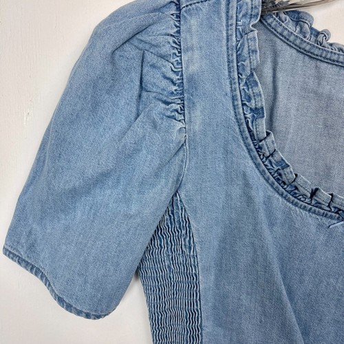 Levis Womens Denim Cropped Top Light Wash Puff Sleeve Size Medium NWOT - Picture 8 of 9