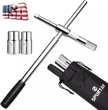23" Universal Extended Lug Wrench, 4 Way Tire Iron Nut Wrench Set W/Socket