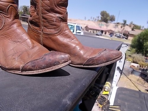 Distressed Stiff Tony Lama Western Cowgirl Cowboy Boots Ladies sz 5 A Crafts art - Picture 3 of 10