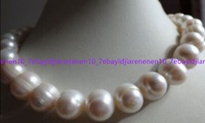 HUGE 10-11MM NATURAL WHITE FRESHWATER CULTURED PEARL NECKLACE 18 INCHES