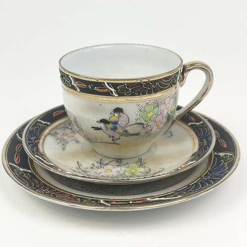 Kutani Bunpo Japan handbemalt Fine Bone China Teeservice Gold vergoldet 3 tlg. Set - Bild 11 von 15