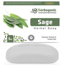 Sage Herbal Soap 5oz Natural Face & Body Bar Pack of 1, 3 or 6 Hydrating Cleanse