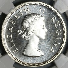 1954 NGC PF 65 South Africa Proof 2 1/2 Shillings 1/2 Crown Coin (19100905C)