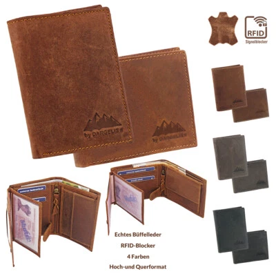 + RFID Büffelleder Herren Börse Geldbörse Echt Leder Portemonnaie Geldbeutel