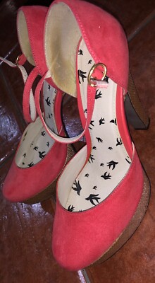 Women's Fearne Cotton Peach Orange Suede Effect High heel