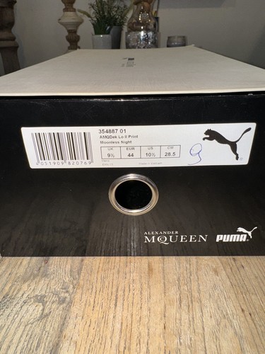 Alexander McQueen X Puma Black Leather Men’s Sneakers Size 10.5 - Picture 6 of 10