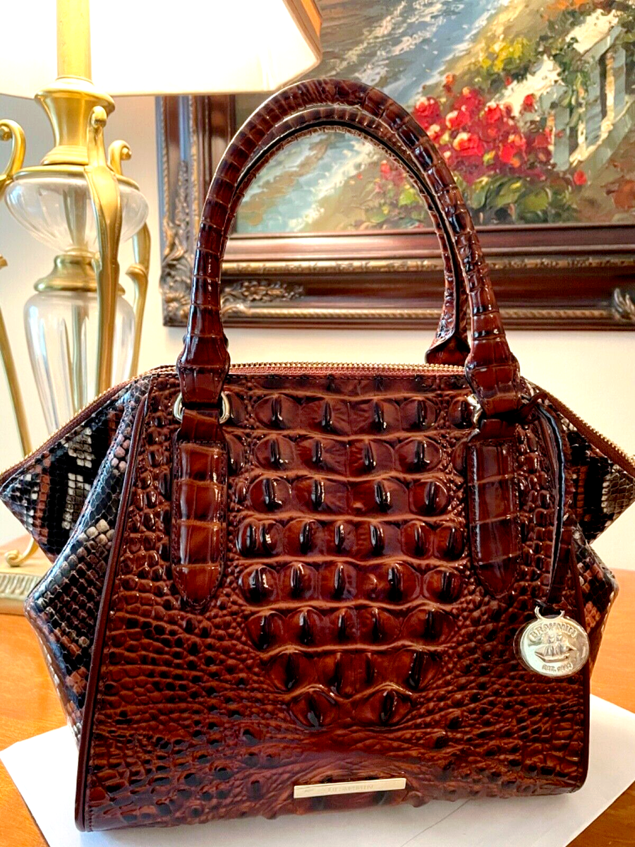 PECAN TYBALT Brahmin MINI CAMILA Black Red SNAKE Brown SATCHEL